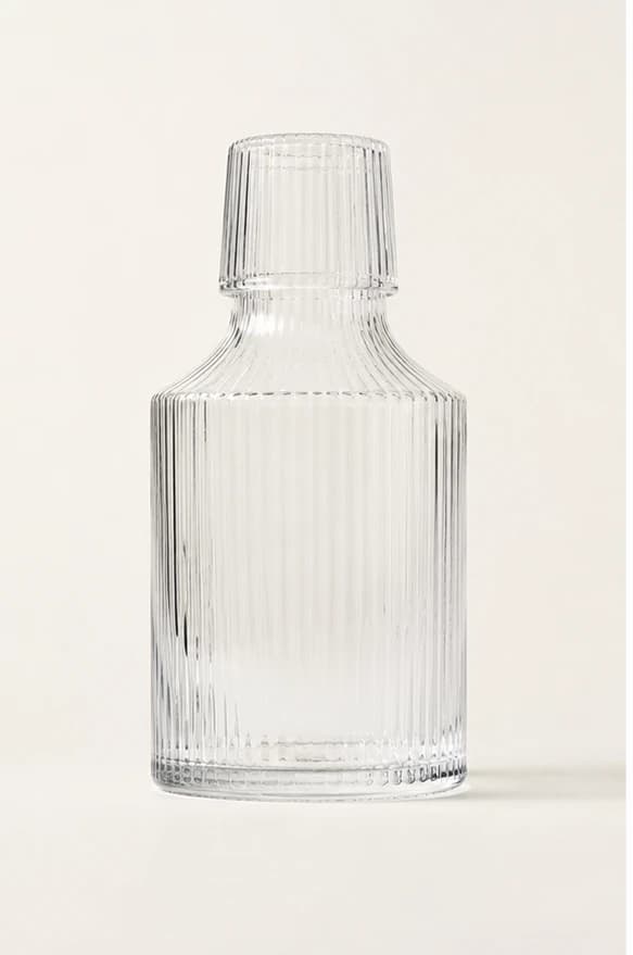 Ribbed Glass Bedside Carafe